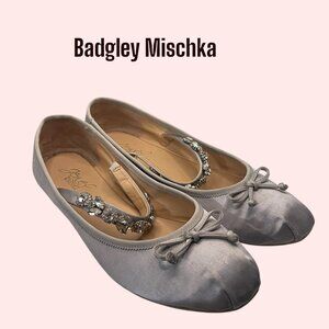 Badgley Mischka Terrie Black Satin Ballet Flats Size 7.5